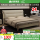Hongteng 24-hour delivery Foshan Italian light luxury style leather bed mortise and tenon solid wood bed 1.8m