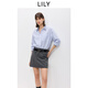 LILY2026 Spring New Pure Cotton Simple Lapel Striped Loose Casual Commuting Light Color Long Sleeve Shirt Jacket Women 424 Light Gray Blue S