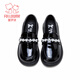 Fuluo Mi Girls Leather Shoes Spring Campus Style Versatile Loafers Little Girls Soft Sole Light Fashion Shoes Shadow Black 35