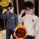 G.duck boys' bottoming shirt double-sided German velvet autumn and winter clothing children's warm top half turtleneck plus velvet long-sleeved T-shirt versatile and trendy gray + off-white two-piece bottoming shirt 01 130 recommended height 120-130