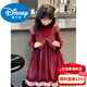Disney girls autumn and winter velvet dress fashionable princess skirt girls New Year's greetings winter clothes big children New Year red red 130 cm