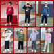 NIKE3BRAND Nike boys and girls red New Year's greetings 2-piece set winter children's velvet warm suit