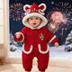 Modal winter baby clothes, velvet and thick red one-piece harem, warm New Year's clothing, festive New Year's greeting clothing, outdoor romper D117 thickened harem - red 73cm, recommended age 6-9 months