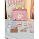Fat Donglai's same style makeup case portable with mirror small large capacity storage box women's travel portable storage makeup pink - yellow hat puppy + three-color LED light large mirror