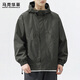 MARK FAIRWHALE Jacket Men's Winter Outdoor Work Jacket Men's Trendy Casual Hooded Top Gray Green XL