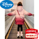 Disney Down Jacket Girls' Cotton Jacket New Winter Clothes Children's Cotton Clothes Gradient Medium and Big Children's Western Style Plus Velvet Thick Cotton Jackets Cotton Clothes Watermelon Red Egg Style Free Same Style Bag 130 (Recommended Height 115-125)