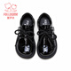 Fuluo Mi Boys' Leather Shoes Spring Glossy Soft Sole Versatile Fashion Shoes Primary School Students Host Performance Etiquette Shoes Shadow Black 27