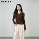 NEELLY shopping mall's same style spring new fashion slim fake two-piece knitted sweater for women, slim casual top, brown L