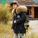 Wooden house children's down jackets for boys and girls medium and long 2026 new winter jackets for men and women, medium and large children, warm jackets, graphite black, same style for men and women, 180 cm 105-120Jin Jin is equal to 0.5 kg