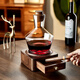 BOMP European style high-looking light luxury red wine decanter household crystal glass quick wine divider pouring wine jug wine glass Acacia wood cigar box decanter + crystal_2 pieces 520ml
