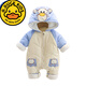 G.duck baby autumn and winter quilted down cotton jumpsuit jumpsuit for men and women baby zipper hooded cartoon splicing plus velvet crawler D yellow frog winter style plus velvet thickened assault top 80cm