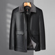 Dibinze large size men's leather jacket loose plus fat enlarged lapel warm jacket fat man jacket black L