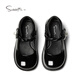 Snafy girls leather shoes spring new 2026 little girl princess shoes children's soft sole non-slip baby single shoes Iris black 23 feet length 14.4cm
