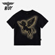 BOY JUNIOR boys' new spring and summer loose short-sleeved T-shirt black 130