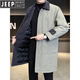 JEEP Мужской пуховик средней длины Jeep с лацканами, зима 2026, новая утолщенная теплая зимняя куртка мужская с защитой от холода, черный 2XL (155-170Jin Jin равен 0,5 кг)