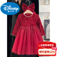 Disney Girls Dress Spring and Autumn Children's High-end Fashion Sequin Princess Dress Children's Red 20 Red Velvet Style Delivery Veil (one size smaller) 100 cm