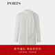 PORTS Women's 2026 Spring and Summer New Simple Milk White Ribbon Style Silk Shirt Milk White XS (2)