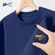 Pull back American long-sleeved T-shirt for men in spring outdoor sports skin-friendly inner layering shirt pure cotton round neck shoulder top for men Navy (origami chest label) S/165 (same style for men and women)