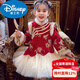 Disney Mimi Haro Girls New Year's Dress Cheongsam Dress Children's Velvet Princess Dress Winter Wear New Girl's Dress New Year Burgundy 100
