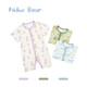 Nido Bear summer new baby jumpsuit gauze baby crawling clothes newborn short-sleeved bamboo fiber forest deer 66cm