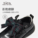Tata (TATA) children's small leather shoes girls' loafers spring new beautiful black children's shoes little girl soft sole princess shoes TT6144 black 28