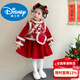 Disney New Year's Wear Skirt Winter 2026 New Style Chinese Style Tang Suit Plus Velvet Thickened Baby Girl New Year's Eve Wear for Girls Red Free Bag 90 cm