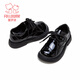 Fuluo Mi Boys' Leather Shoes Spring Glossy Soft Sole Versatile Fashion Shoes Primary School Students Host Performance Etiquette Shoes Shadow Black 27