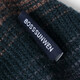Bosssunwen 100% sheep wool new spring style skin-friendly breathable contrast jacquard men's long-sleeved round neck cardigan gray striped M