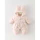 Disney White Duck Down Baby Girl Western Style Down Jumpsuit Winter Plush Warm Infant Down Jacket Winter Outing Wear Pink 66cm