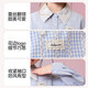 ASK JUNIOR children's shirt 2026 spring new arrival medium and large children's lace splicing plaid long-sleeved jacket girls fashion tops blue and white plaid 170
