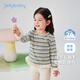 JELLYBABY 7A antibacterial lotus leaf hem 25 new autumn baby long-sleeved T-shirt girls striped inner top