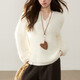 CHOCOOLATE it women's white v-neck pullover mink velvet sweater for women 2026 spring soft waxy lazy sweater top off-white S