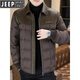 JEEP Jeep men's lapel down jacket winter 2026 new style leather jacket cold-proof warm thickened jacket men's fashion black XL