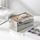 Stainless steel tissue box living room light luxury French Italian style home commercial dining table napkin box style matte black cover