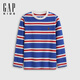 Gap Gap Boys 2026 Spring New Bear Embroidered Striped Loose Long-Sleeved T-shirt Children's Top 861988 Blue and White Stripes 120 cm (6-7 years old) Asian size