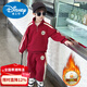 Disney 2026 new children's spring and autumn thickened sweatshirt boys and infants sports two-piece set red velvet 120 cm
