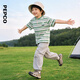 Piggy Banner (PEPCO) children's clothing 2026 new summer boys' green, white and black striped T-shirt combed cotton round neck short-sleeved sweater green, white and black striped 90