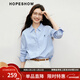 Red Sleeve Old Money Style Commuting Shirt 2025 Autumn New Women's 100% Cotton Embroidered Long Sleeve Temperament Casual and Versatile Top Coastal Blue 426 M