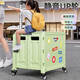 Wing Fantasy Portable Folding Grocery Cart Stair Climbing Cart Large Two-Wheel Shopping Cart with Cover Medium 4-Wheel with Brake + Tea Green Cover + Sticker 55L Integrated Sliding Cover