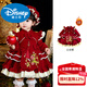 Disney Girls Lolita Red Princess Dress 2026 Velvet Autumn and Winter Baby Girl New Year New Chinese New Year Clothing Children's Dress Burgundy Princess Dress 80 cm