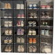 Yusenyi Japanese style magnetic hard plastic storage o bedroom adult shoe box storage box transparent black shoe cabinet box gray magnetic 6 pack front door 26.8x34.2x19.0cm