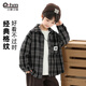Little Elephant Ham children's clothing boys' long-sleeved shirt children's plaid shirt spring jacket spring new fashion style black plaid 130 cm