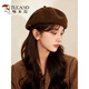 Woodpecker (TUCANO) retro brown woolen beret for girls in autumn and winter new beautiful solid color pumpkin hat showing face little painter hat brown M adjustable (55-59C)
