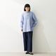 MUJI Women's Kapok Mixed Double-layer Yarn Disc Button Long Top Women's Shirt Women's Spring 26 BC2RNA6S Saxony Blue Stripe XL (165/92A)