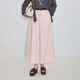 OCHIRLY New Product Elastic Waist Umbrella Skirt A-Line Skirt Mid-Length Retro Style Simple Spring 2026 Light Pink XS