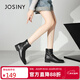 Zhuo Shini Autumn and Winter Slim Boots Short Boots Shoes French Wrinkle Thick Heel Small Naked Boots Black 37
