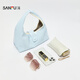Sanfu (SANFU) handbag spring simple Korean relaxed fresh and gentle double back hobo bag texture women's bag 519818 blue small