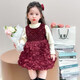 Balala Balabala 50% off on girls' velvet suit skirt autumn and winter 2026 new winter baby one-year-old same style Angora red_bottoming shirt + skirt 90 cm