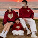 2025 new red Christmas parent-child family portrait sweatshirt burgundy (hooded_spring and autumn) 90 cm baby girl