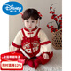 Disney baby clothes baby girl suit winter split one-year-old national style one-year-old dress autumn and winter outing red velvet 100